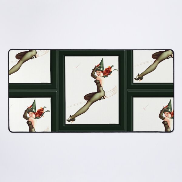 Witch On A Broomstick by George Brown Petty Wall Decor Xzendor7 Old Masters Art Reproductions Desk Mat