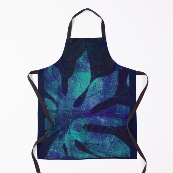 Item preview, Pop tropical! gel monoprint of Tropical palm design in shades of indigo and blue designed and sold by AliSullivanArt.