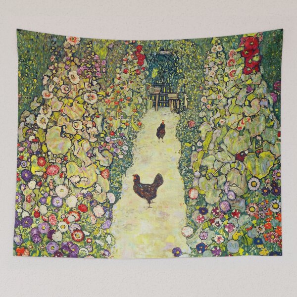 Item preview, Gustav Klimt "Garden Path with Hens" designed and sold by Alexandra Dahl.