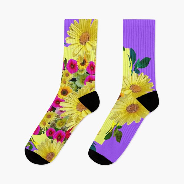 Item preview, YELLOW DAISY PURPLE PETUNIAS SPRING FLORAL PURPLE PATTERN designed and sold by sharlesart.