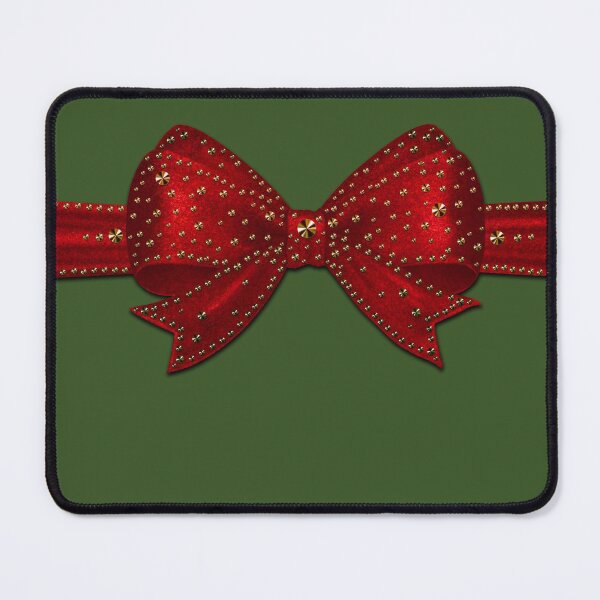 Item preview, Red bow with gold glitter rhinestones on dark green - Christmas presents designed and sold by GlamourChick.