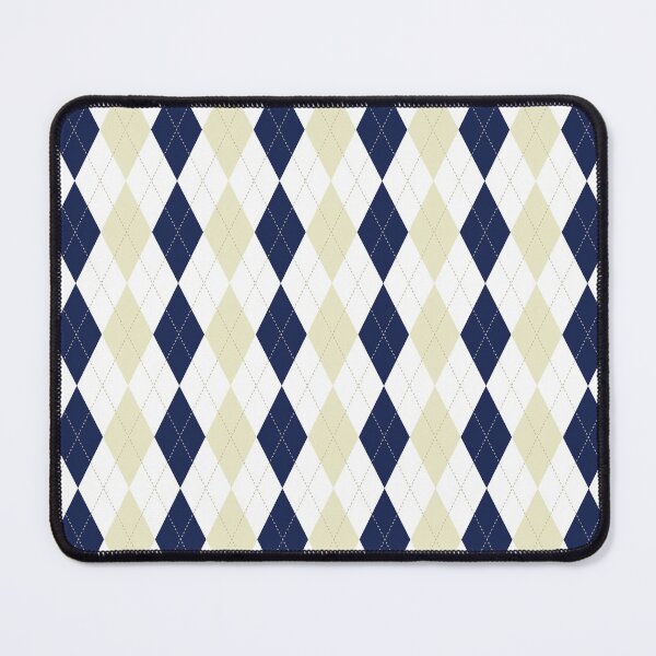 Item preview, Cream, White and Navy Blue Plaid Diamond Argyle Stitch Pattern designed and sold by hobrath.