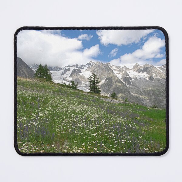 Item preview, Alpine Landscape Flowering Meadows Snowy Mountains designed and sold by Anna Lemos.