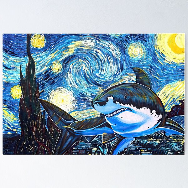 Item preview, Shark Starry Night Van Gogh - Shark Van Gogh - Starry Night Shark - Van Gogh Shark  designed and sold by hippololocc.