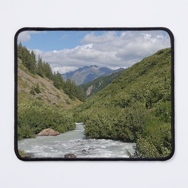 Item preview, Mountain River Green Woods Alpine Landscape designed and sold by Anna Lemos.