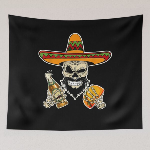 Item preview, Mexican Sugar Skull With Tacos And Beer designed and sold by beata155.