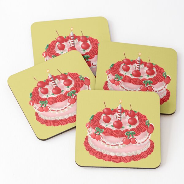 Item preview, Birthday cake with cream, cherries and candle Digital art Poster designed and sold by ElenaMorshinina.