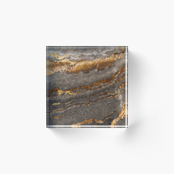 Item preview, Gray with gold brown streaks marble print designed and sold by HadeeeeL.