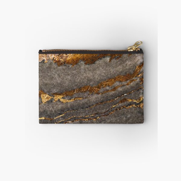 Item preview, Gray with gold brown streaks marble print designed and sold by HadeeeeL.