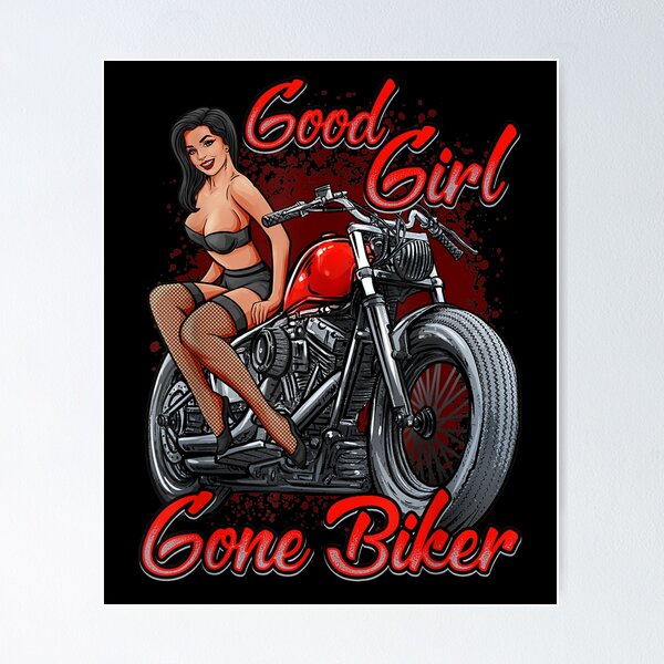 Cute Hot Sexy Girl Brunette Moto Bike Motorcycle Poster – My Hot Posters