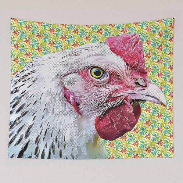 Item preview, Chicken with Vintage Abstract Background designed and sold by theblueofmyeye.