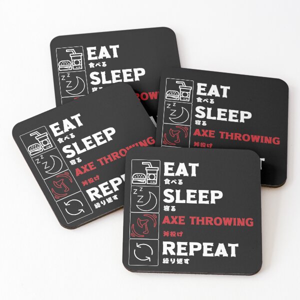 Item preview, Funny Axe Throwing Eat Sleep Repeat with Japanese writing designed and sold by Click-Like.