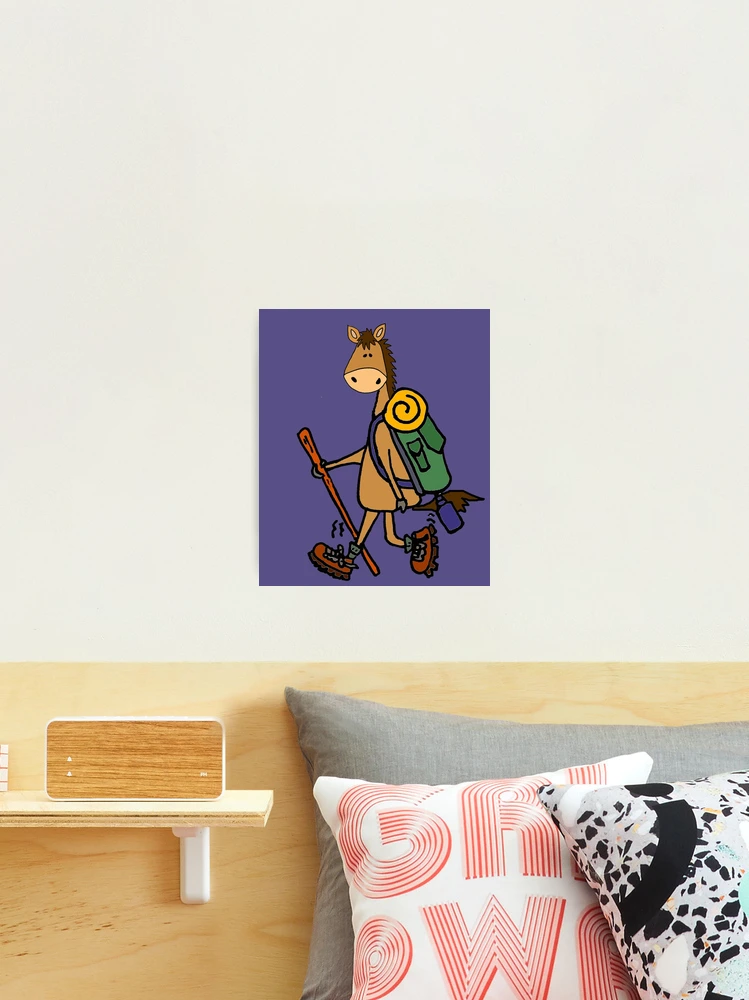 Funny Horse Hiking Cartoon Photographic Print for Sale by