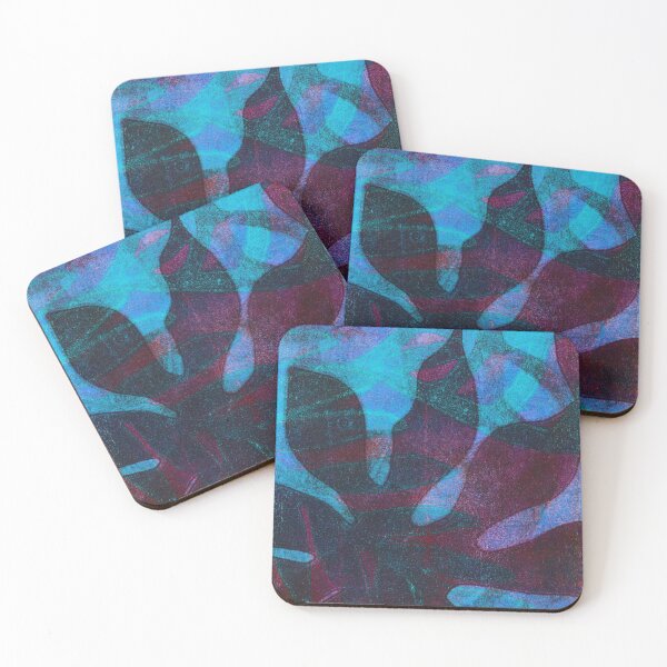 Item preview, Pop tropical! Gel monoprint design of tropical leaves in shades of blue,and magenta designed and sold by AliSullivanArt.