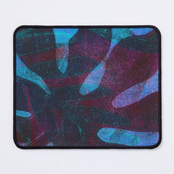 Item preview, Pop tropical! Gel monoprint design of tropical leaves in shades of blue,and magenta designed and sold by AliSullivanArt.