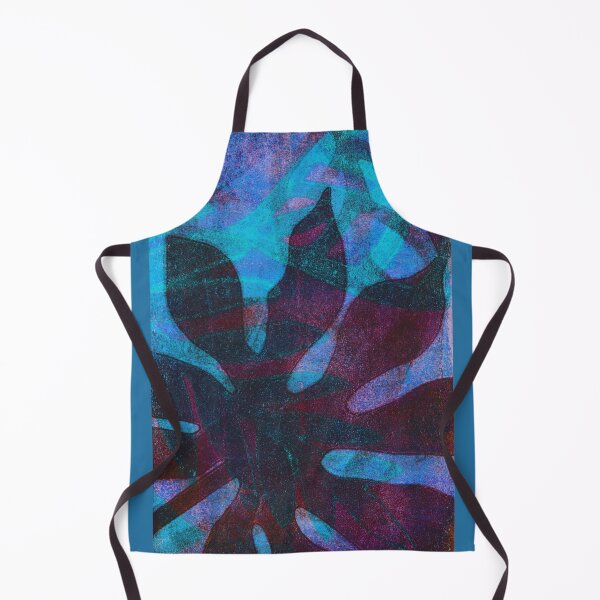 Item preview, Pop tropical! Gel monoprint design of tropical leaves in shades of blue,and magenta designed and sold by AliSullivanArt.