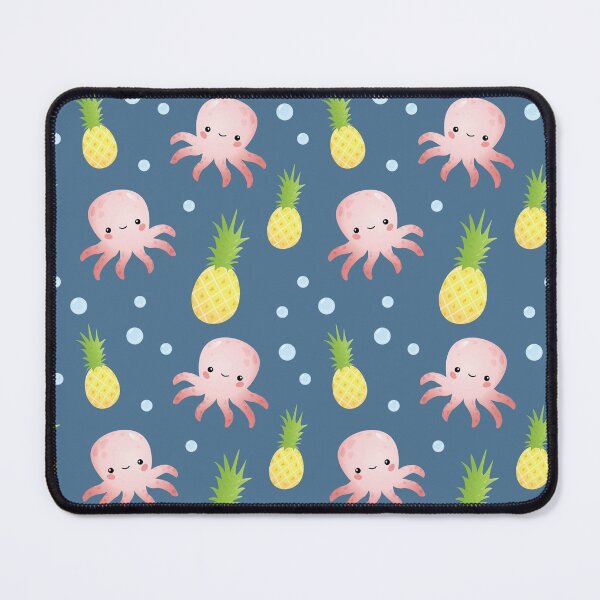 Item preview, Pineapple Octopus - Cute Seamless Pattern on Dark Blue designed and sold by TheMajesticGoat.