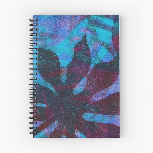 Item preview, Pop tropical! Gel monoprint design of tropical leaves in shades of blue,and magenta designed and sold by AliSullivanArt.