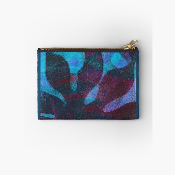 Item preview, Pop tropical! Gel monoprint design of tropical leaves in shades of blue,and magenta designed and sold by AliSullivanArt.