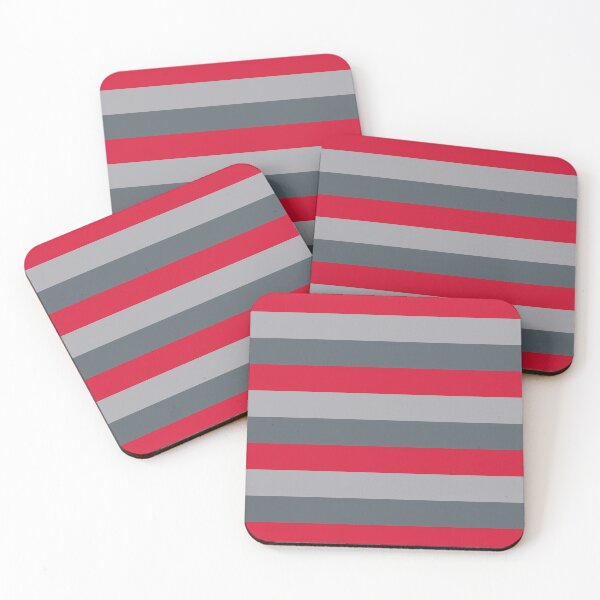 Item preview, 3 Large RED, SLATE GREY and METALLIC SILVER Horizontal STRIPES designed and sold by RachelMacht.