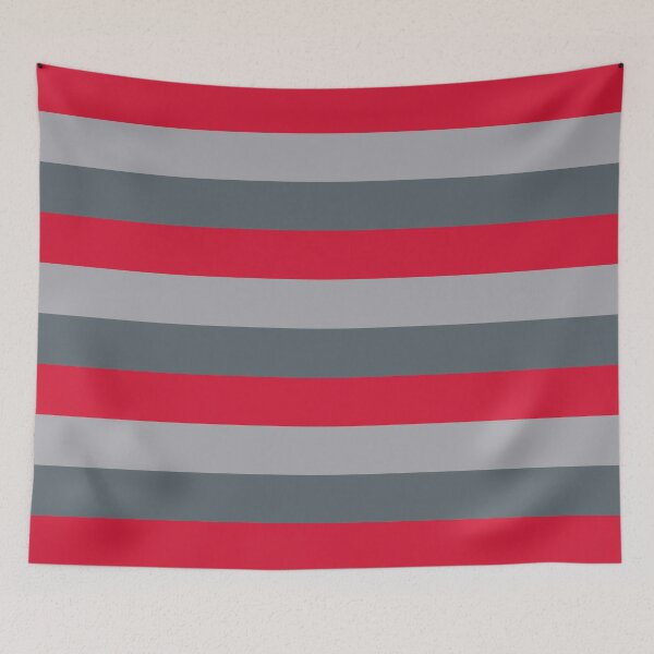Aperçu de l'œuvre 3 Grandes RAYURES Horizontales ROUGE, GRIS ARDOISE et ARGENT MÉTALLISÉ créée et vendue par RachelMacht.