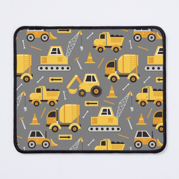 Item preview, Construction Trucks on Gray designed and sold by latheandquill.