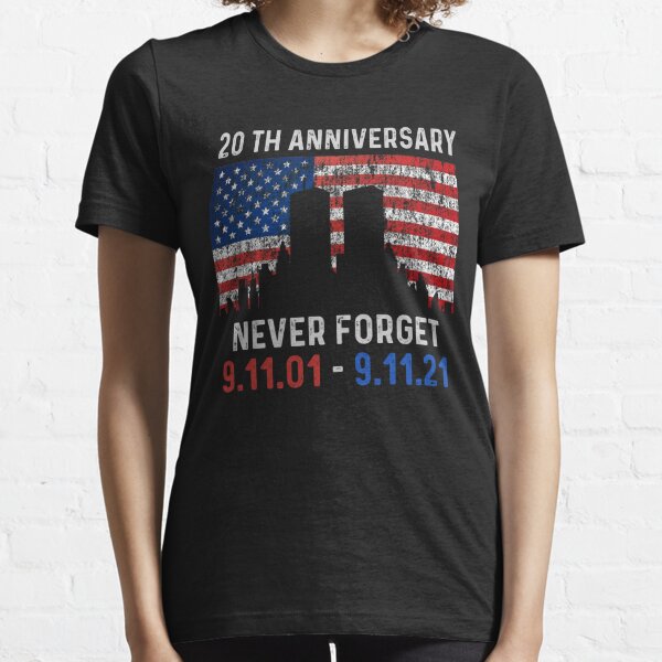 Never Forget 9/11 20th Anniversary FDNY Tee Shirt - 9/11 Memorial Print On  Back Shirt