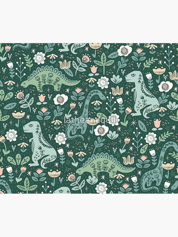 Thumbnail 5 of 5, Mouse Pad, Folk Floral Dinosaur designed and sold by latheandquill.