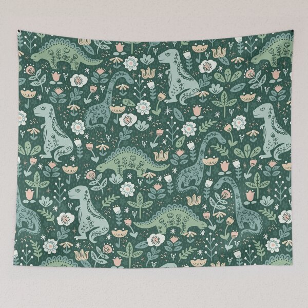 Item preview, Folk Floral Dinosaur designed and sold by latheandquill.