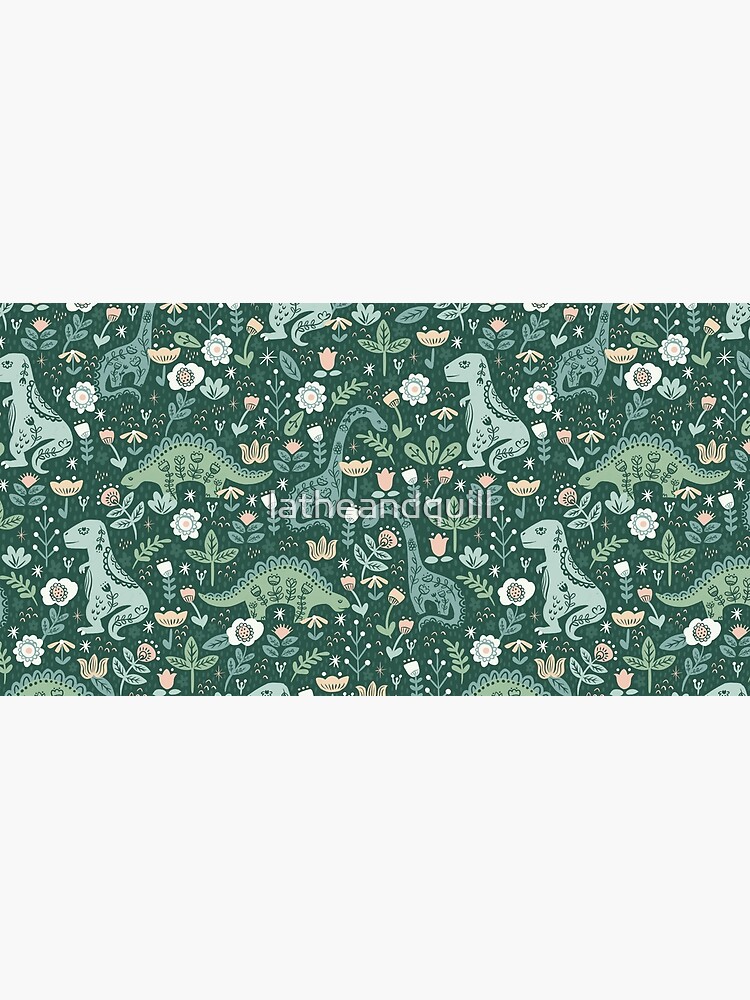 Thumbnail 5 of 5, Mouse Pad, Folk Floral Dinosaur designed and sold by latheandquill.