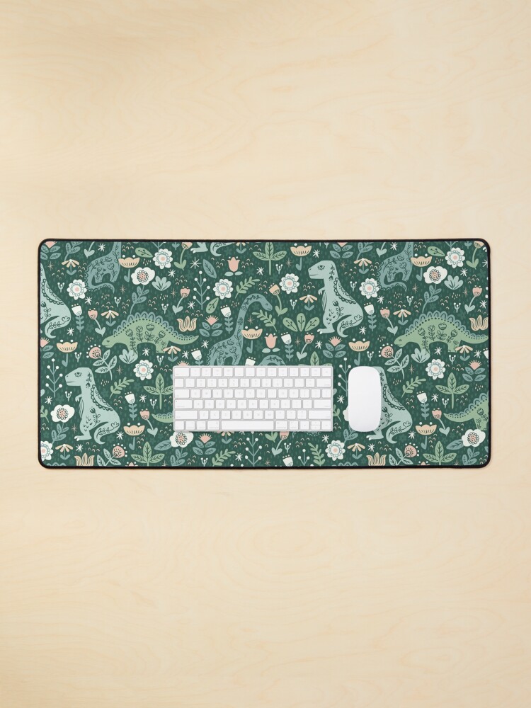 Thumbnail 1 of 5, Mouse Pad, Folk Floral Dinosaur designed and sold by latheandquill.
