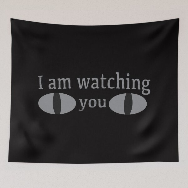 Item preview, Cat Eyes with „I am watching you“ - Halloween - Grey designed and sold by nabeArtist.