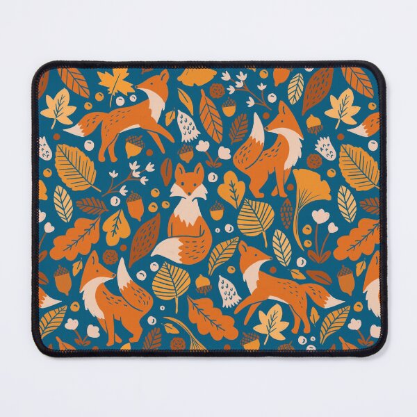 Item preview, Fox in Autumn Foliage - Blue designed and sold by latheandquill.