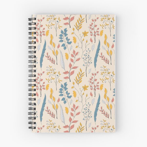 Item preview, Seamless autumn pattern of cute orange, red, blue, and grey leaves stylized in a flat and doodle style in the light background. Hand-drawn leaf texture. designed and sold by BananiLettering.