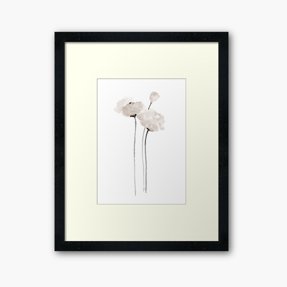 Original watercolor painting White poppies flowers on black paper 12 by 16  inch - Shop ZazullaArt Wall Décor - Pinkoi