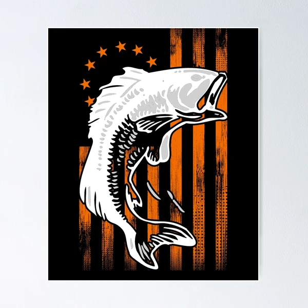Cool Bass Fishing B Ross Early American Flag for Fisherman | Poster