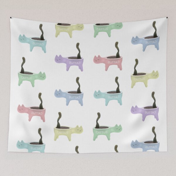 Item preview, Cattus Pattern Pastel Cats - Cactus Aesthetic designed and sold by ViewerEqualsPhoton.