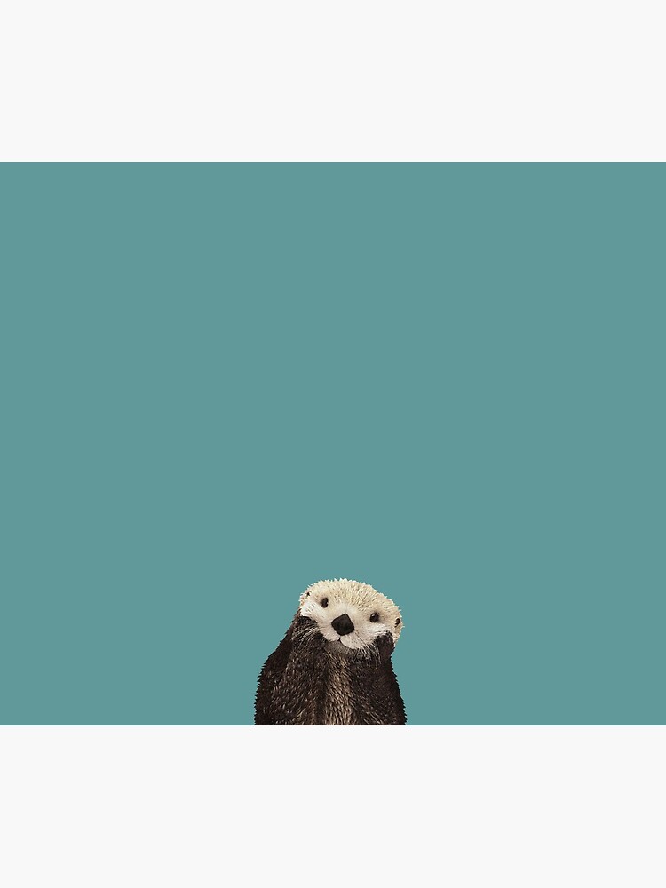 Cute Sea Otter on Teal Solid. Minimalist. Coastal. Adorable. by kierkegaard