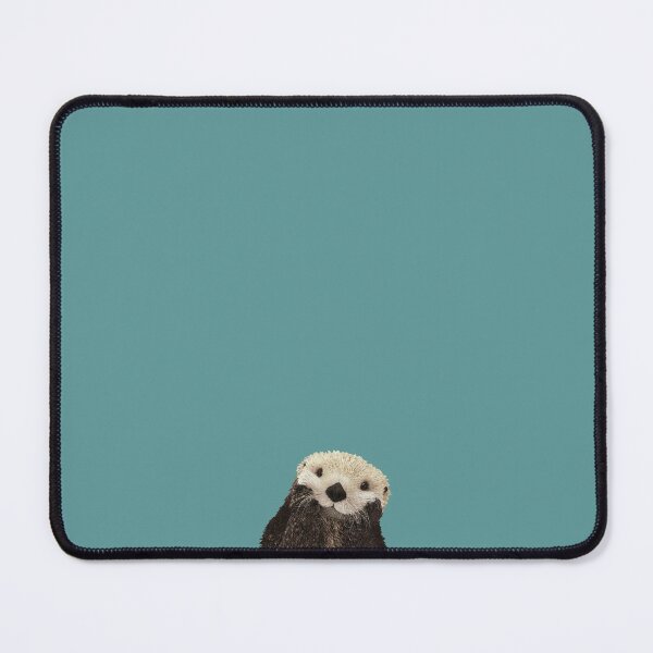 Cute Sea Otter on Teal Solid. Minimalist. Coastal. Adorable. Mouse Pad