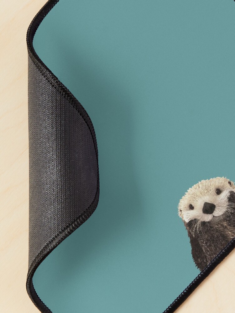 Alternate view of Cute Sea Otter on Teal Solid. Minimalist. Coastal. Adorable. Mouse Pad