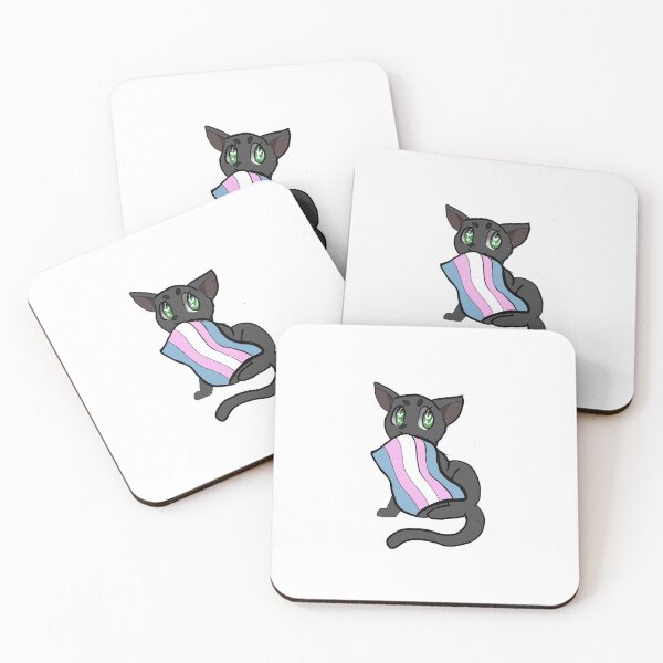 Item preview, Trans pride black cat designed and sold by Dollymeds.