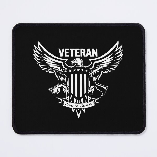 Item preview, Veteran - Live to Serve Eagle with Stars and Stripes Shield Crossed Rifle and Sword designed and sold by hobrath.