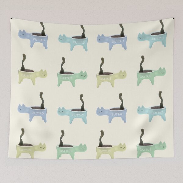 Item preview, Cattus Pattern Pastel Cats - Cactus Aesthetic designed and sold by ViewerEqualsPhoton.