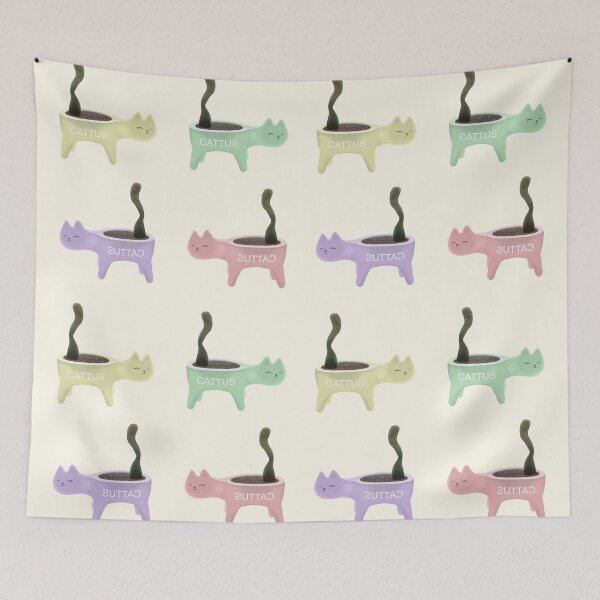Item preview,  Cattus Pattern Pastel Cats - Cactus Aesthetic designed and sold by ViewerEqualsPhoton.