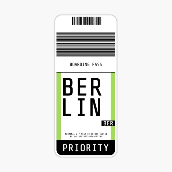 Berlin Boarding Pass BER Sticker for Sale by lukassfr