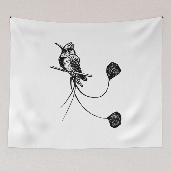 Item preview, black and white paint draw eagle hummingbird  designed and sold by ativka.