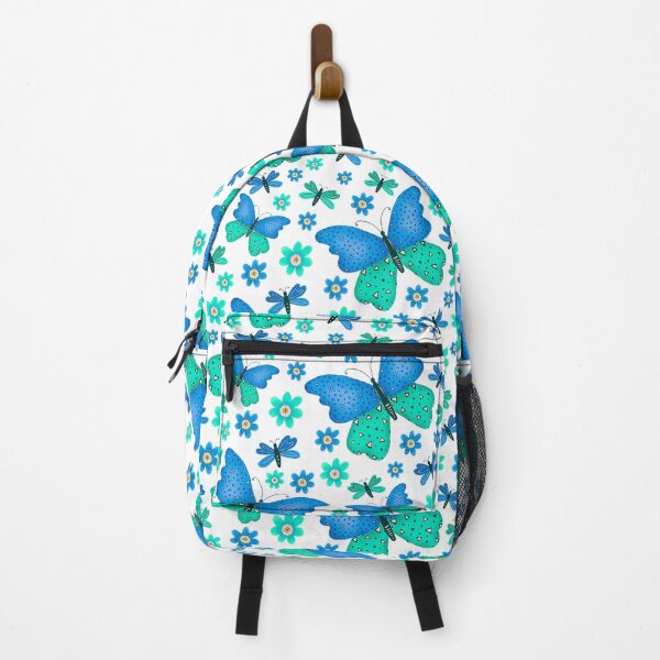 Item preview, Blue and green butterfly and flower pattern designed and sold by Zendays.