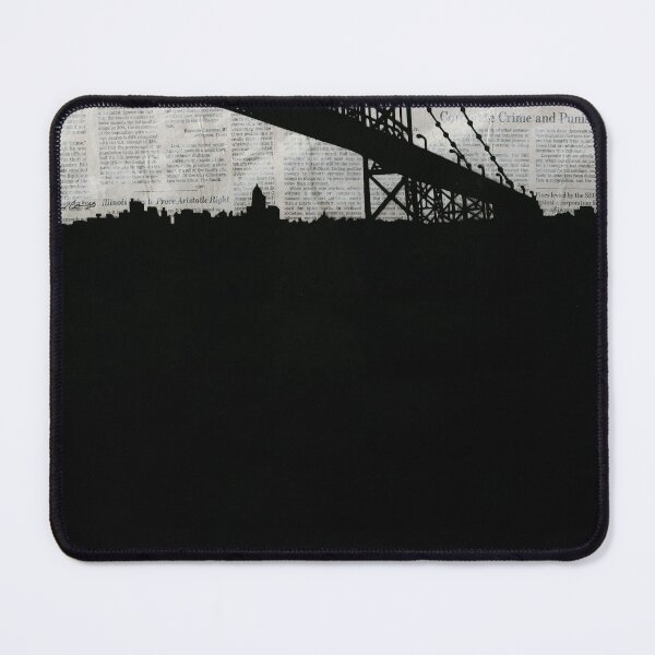 Item preview, Paper City , Newspaper Bridge Collage, cutout black white print illustration designed and sold by Amanda Irene.