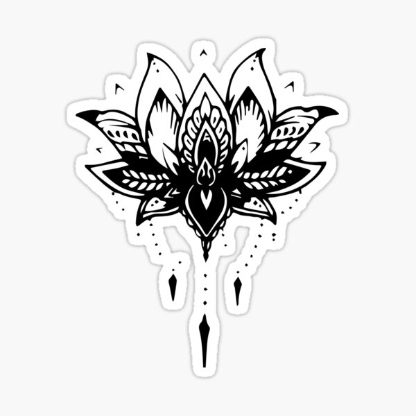 "Black and White Lotus Flower" Sticker for Sale by oxanime Redbubble