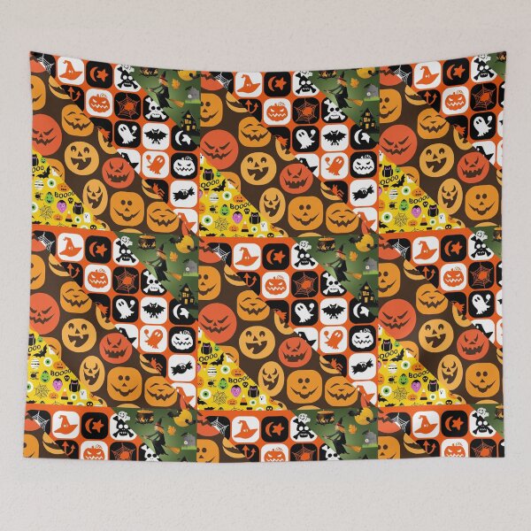 Item preview, Halloween Lines Motifs Vintage Pattern Motif Ghost Trick Or Treat Skeleton Witch Pumpkin Spider Gift Idea  designed and sold by catchyology.